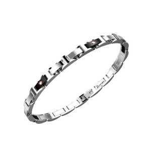 Bracciale Zancan da uomo in acciaio con inserti in nero