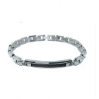 Bracciale da uomo in oro bianco e rosa con targa a maglia traversino (EN691BR)