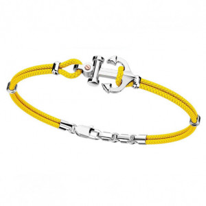 Bracciale in argento con cordino giallo con ancora (Cod. EXB619-R-GI)